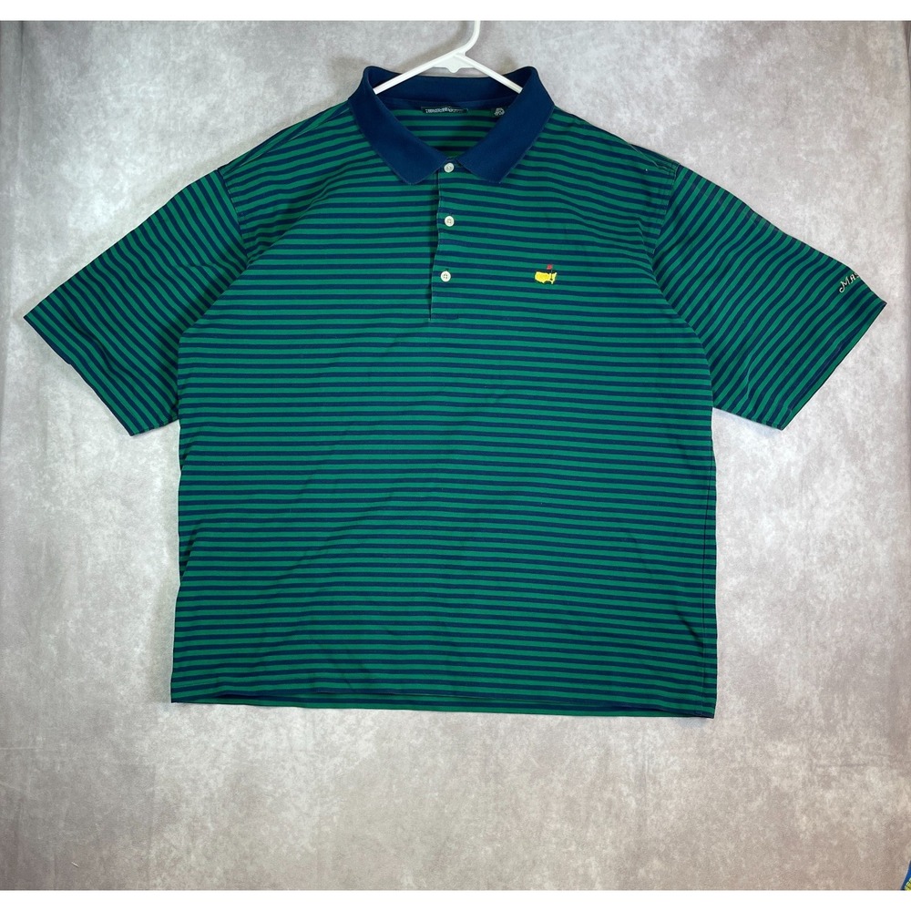 Masters Collection Polo Shirt Mens XL Green Striped Augusta National Golf Club